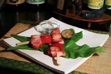 厚切りベーコンと野菜のピンチョス