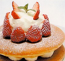 ▲ イチゴとバナナのホットケーキ