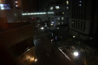4階からの馬場川の夜景がゴージャス。