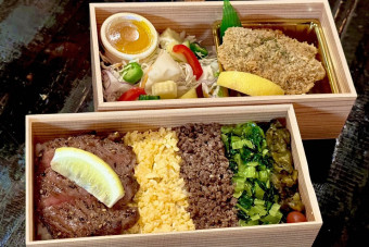 厚切り牛たん塩焼きステーキと彩り野菜＆特上牛たんカツの二段重