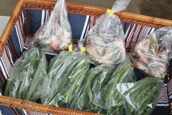 自家製、地元産の野菜類も販売