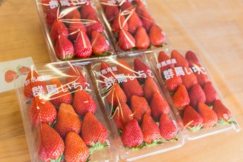 直売所では甘くて美味しい苺（いちご）を販売