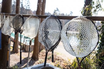 大物が釣れても安心のタモ（玉網）