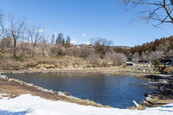 大きな池なのでのびのびと釣りができる