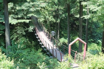 散策道に架かる吊り橋。