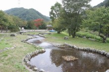 イベントではマスのつかみ取りをすることもある。　親水池。