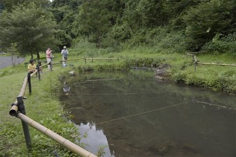 キャンプ場内にある釣り堀池