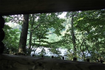 野鳥観察小屋から大堤沼を見る