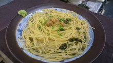 ウニとあおさの和風パスタ