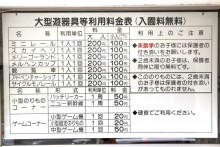 遊園地乗り物等料金表