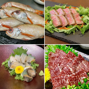 アワビ、馬刺し、のどぐろ、上州牛が一度に  「至福の贅沢コース」 料理8,000円